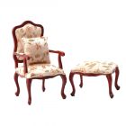 E2423 - Finely Carved Armchair & Stool