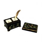 JY0256 - Black Hand Painted Inkwell with Quills