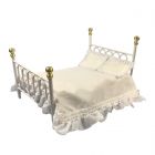 E9117 - White 'Cast Iron' Double Bed & Covers
