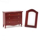 T3202 - Low Dresser with Mirror (Mahogany)