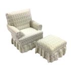 White Arm Chair with Ottoman (T6665)