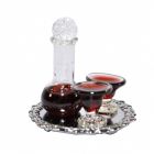 MCF51 - Red Wine Decanter On Silver Tray