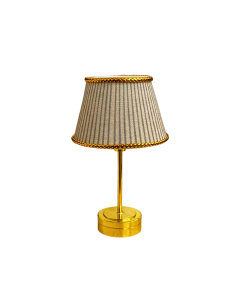 Gold Table Lamp with Grey Stripe Print Shade
