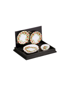 Two Dinner Plates with Serving Dishes, Holly Design