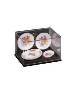 Two Dinner Plates with Serving Dishes, Thanksgiving Design