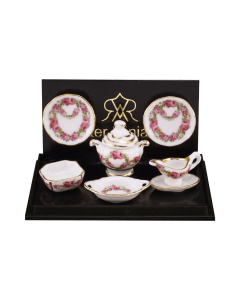 Dinner Set For 2 with Dishes In Rose Design