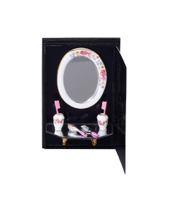 Bathroom Set with Oval Mirror in Dresden Rose Design