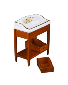 White Sink On Wooden Stand