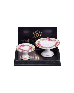 Two Porcelain Cake Stands in Rose Design