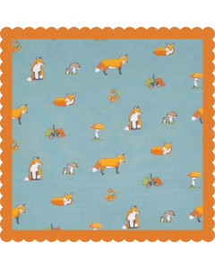 Teal Smoked Blue 'Wildlife' Print Fabric Square (30x30cm)