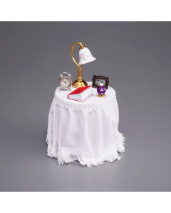 White Bedside Table with Accessories