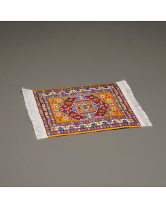 Orange and Red Fringed Rug 12cm x 7cm