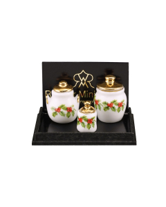 Three Christmas Cookie Jars, Holly Design