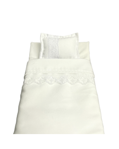 White Single Bedding with Lace Trim