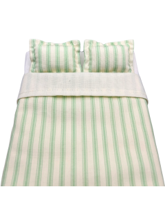 Ivory and Soft Green Striped Double Bedding 
