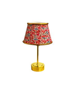 Gold Table Lamp with Pink Floral Print Shade