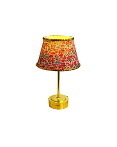Gold Table Lamp with Pink Floral Print Shade