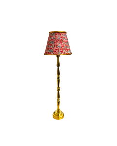 Gold Floor Lamp with Pink Floral Print Shade
