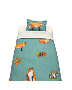 Teal Smoked Blue 'Wildlife' Print Single Bedding 