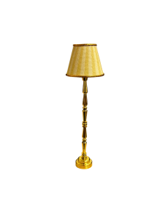 Gold Floor Lamp with Yellow Stripe Print Shade