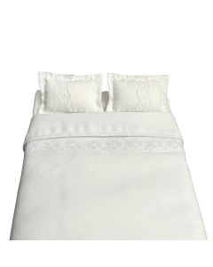 White Double Bedding with Lace Trim