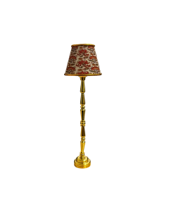 Gold Floor Lamp with Oriental Floral Print Shade