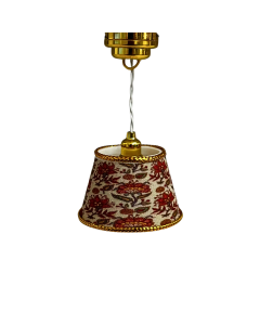 Gold Ceiling Light with Oriental Floral Print Shade