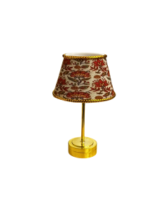 Gold Table Lamp with Oriental Floral Print Shade