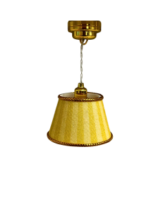 Gold Ceiling Light with Yellow Stripe Print Shade