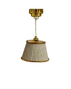 Gold Ceiling Light with Grey Stripe Print Shade