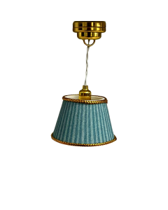 Gold Ceiling Light with Blue Stripe Print Shade