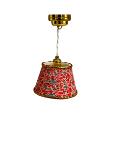 Gold Ceiling Light with Pink Floral Print Shade