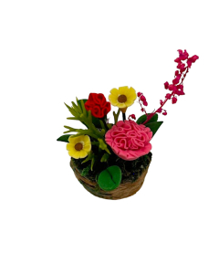Dasies and Carnations In Basket