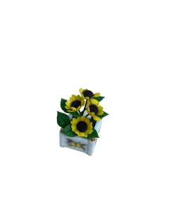 Damaged - Sunflowers In Porcelain Pot