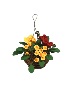 Hanging Basket Yellow & Red Flowers