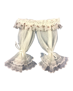 Lace Curtain with Red Floral Trim