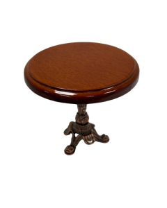 Round Wood Table with Metal Leg
