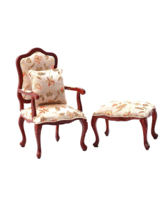Finely Carved Armchair & Stool