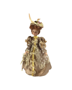 Lady with Satin Dress, Hat and Parasol