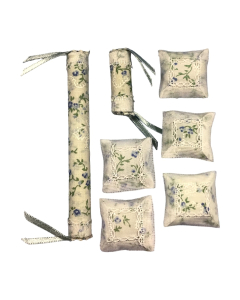 Blue Floral Cushion Set , 7-piece