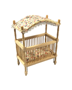Barewood Cot with Fabric Canopy