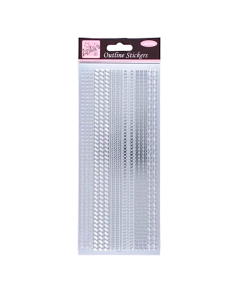 Outline Stickers, Assorted Borders, Silver