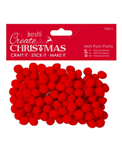 Create Christmas Mini Pom Poms 120 Pieces - Red