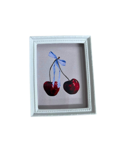 Cherry Bow Picture in White Frame