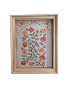 Picture of Vintage Orange Flowers with Cream Trim Border