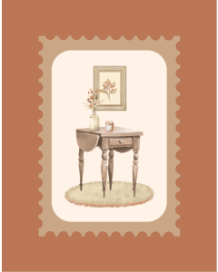 Picture of Still Life Watercolour Side Table with Accessories in Copper Terracotta