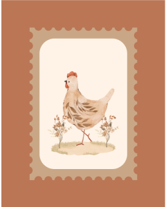 Picture of Watercolour Chicken and Flowers in Copper Terracotta