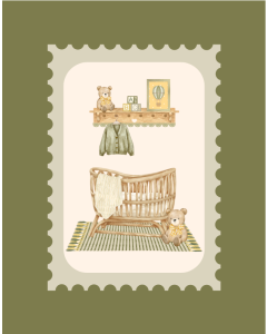 Picture of Still Life Watercolour Nursery with Accessories in Herbal Green