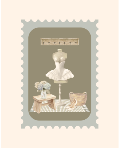 Picture of Still Life Watercolour Dressing Room with Accessories in Hazy Blue