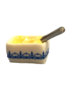 Blue and White Butter Dish with Knife